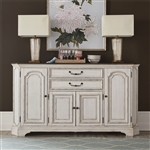 Abbey Road Hall Buffet in Porcelain White Finish with Churchill Brown Tops by Liberty Furniture - 455W-HB7642