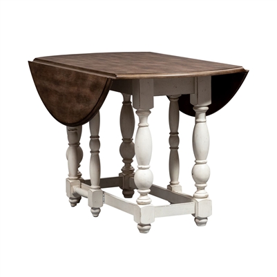Abbey Road Gateleg Drop Leaf Sofa Table in Porcelain White Finish with Churchill Brown Tops by Liberty Furniture - 455W-OT1031