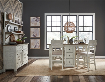 Amberly Oaks Island Table 5 Piece Dining Set in Barley Brown and Linen White Finish by Liberty Furniture - 462-CD-O5GTS
