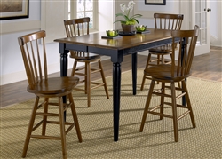 Creations II Gathering Table 5 Piece Counter Height Dining Set in Black & Tobacco Finish by Liberty Furniture - 48-T5454