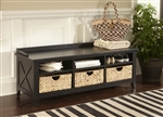Hearthstone Cubby Storage Bench in Rustic Black Finish by Liberty Furniture - 482-OT47