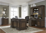 Amelia Jr Executive 5 Piece Home Office Set in Antique Toffee Finish by Liberty Furniture - 487-HOJ-5JES