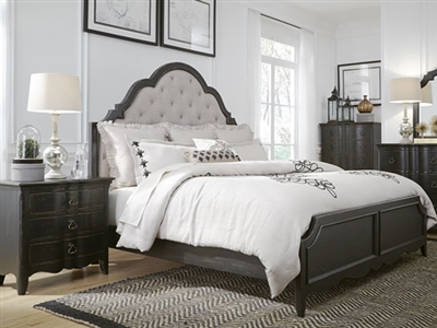 Chesapeake Upholstered Bed in Wire Brushed Antique Black Finish by Liberty Furniture - 493-BR-QUB