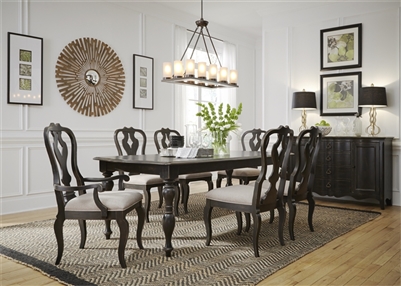 Chesapeake Rectangular Leg Table 7 Piece Dining Set in Wire Brushed Antique Black Finish by Liberty Furniture - 493-DR-7RLS