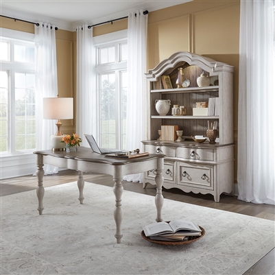 Chesapeake 3 Piece Home Office Set in Wirebrushed Antique White Finish by Liberty Furniture - 493W-HO-3DH