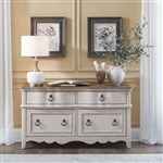 Chesapeake File Cabinet Credenza in Wirebrushed Antique White Finish by Liberty Furniture - 493W-HO121