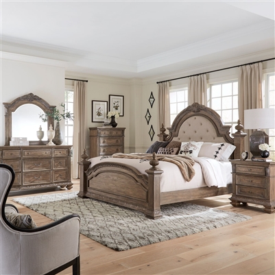 Carlisle Court Poster Bed 6 Piece Bedroom Set in Chestnut Finish by Liberty Furniture - 502-BR-QPSDMN