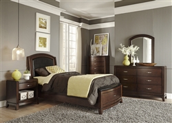 Avalon Youth Upholstered Storage Bed Bedroom Set in Dark Truffle Finish by Liberty Furniture - 505-YBR-TLS