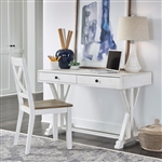 Lakeshore Writing Desk in White and Wood Finish by Liberty Furniture - 519W-HO107