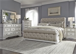 Abbey Park Upholstered Sleigh Bed 6 Piece Bedroom Set in Antique White Finish by Liberty Furniture - 520-BR-QUSLDMN