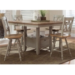 Al Fresco 5 Piece Gathering Table Set in Driftwood & Taupe Finish by Liberty Furniture - 541-CD-O5GTS