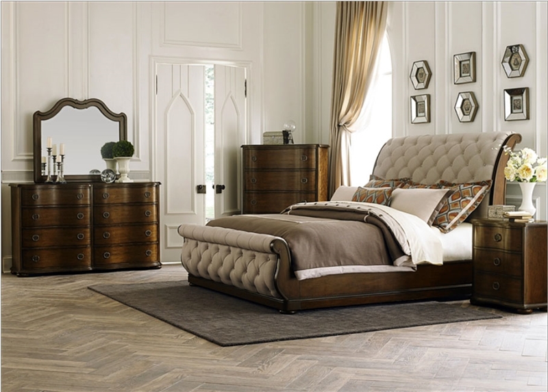 Cotswold Upholstered Sleigh Bed 6 Piece Bedroom Set In