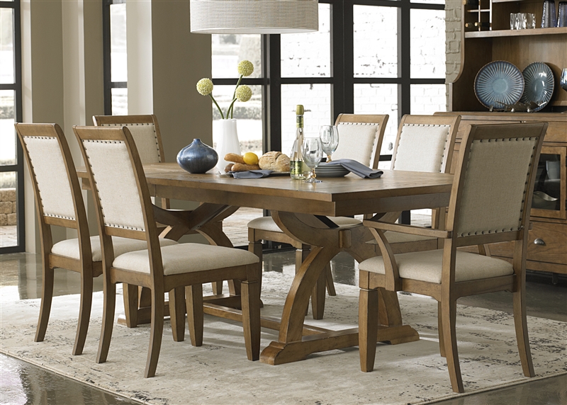 Town Country Trestle Table 7 Piece, French Country Dining Room Table And Chairs Sets