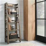 Americana Farmhouse Leaning Pier Bookcase in Taupe Finish by Liberty Furniture - 615-HO201