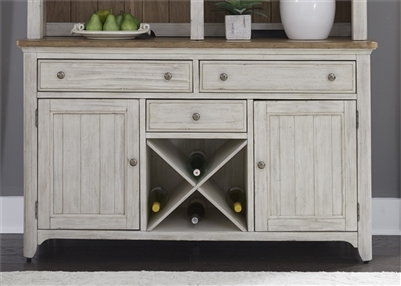 Farmhouse Reimagined Buffet in Antique White Finish with Chestnut Tops by Liberty Furniture - 652-CB6036