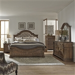 Haven Hall Panel Upholstered Bed 6 Piece Bedroom Set in Aged Chestnut Finish by Liberty Furniture - 685-BR-OQPBDMN