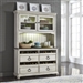 Parisian Marketplace Server and Hutch in White Paint Heavy Glazed Finish with Heathered Brownstone Tops by Liberty Furniture - LIB-698-DR-SH