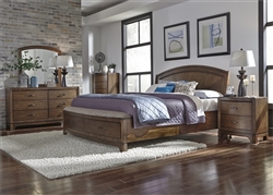 Avalon Panel Storage Bed 6 Piece Bedroom Set in Pebble Brown Finish by Liberty Furniture - 705-BR-QPBSDMN