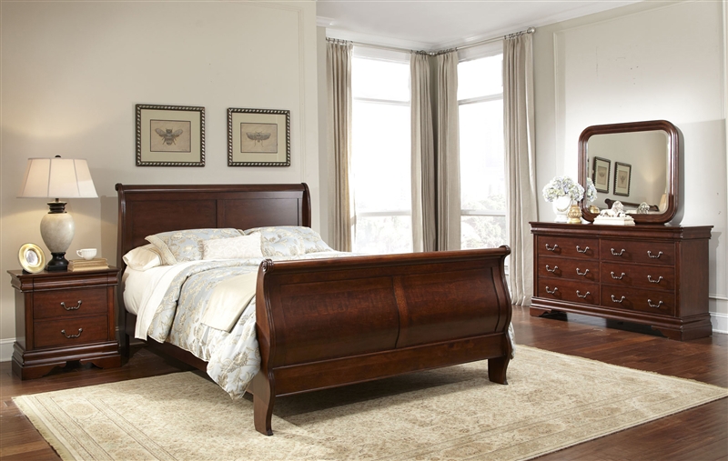Carriage Court Sleigh Bed 6 Piece, King Size Sleigh Bedroom Set