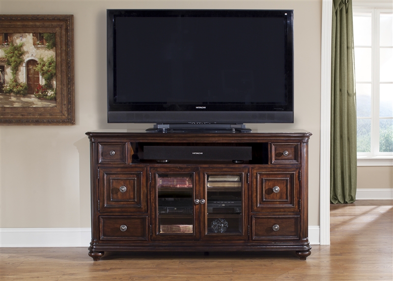 Kingston Plantation 68-Inch TV Console in Hand Rubbed Cognac