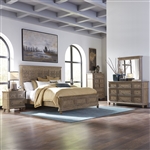 The Laurels Panel Bed 6 Piece Bedroom Set in Weathered Stone Finish by Liberty Furniture - 725-BR-OQPBDMN
