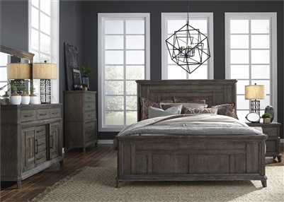Artisan Prairie Panel Bed 6 Piece Bedroom Set in Wirebrushed Aged Oak Finish by Liberty Furniture - 823-BR-QPBDMN