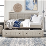Heartland Twin Trundle Bed in Antique White Finish with Tobacco Tops by Liberty Furniture - 824-DAY-TTR
