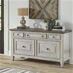 Heartland Credenza in Antique White Finish with Tobacco Tops by Liberty Furniture - 824-HO120