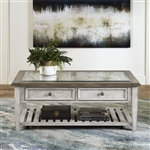 Heartland Rectangular Ceiling Tile Cocktail Table in Antique White Finish by Liberty Furniture - 824-OT1010