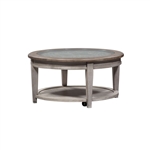 Heartland Round Ceiling Tile Cocktail Table in Antique White Finish by Liberty Furniture - 824-OT1012