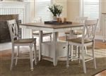 Al Fresco Gathering Table 5 Piece Counter Height Dining Set in Driftwood & Sand White Finish by Liberty Furniture - 841-GT5454