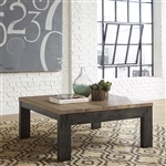 Rutland Grove Square Cocktail Table in Two Tone Charcoal and Desert Finish by Liberty Furniture - 853-OT1010