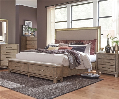 Canyon Road Upholstered Storage Bed in Burnished Beige Finish by Liberty Furniture - 876-BR-QSB