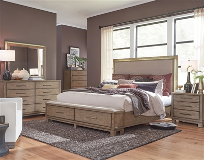 Canyon Road Upholstered Storage Bed 6 Piece Bedroom Set in Burnished Beige Finish by Liberty Furniture - 876-BR-QSBDMN