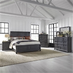 Harvest Home Panel Bed 6 Piece Bedroom Set in Chalkboard Finish by Liberty Furniture - 879-BR-QPBDMN