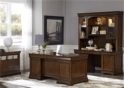 Chateau Valley 5 Piece Executive Home Office Set in Brown Cherry Finish by Liberty Furniture - 901-HOJ-5JES