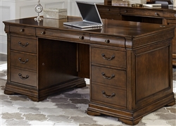Chateau Valley Jr Executive Desk in Brown Cherry Finish by Liberty Furniture - 901-HOJ-JED