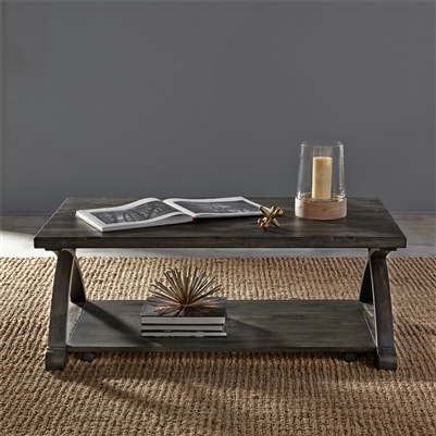 Twin Oaks Cocktail Table in Rustic Charcoal Finish by Liberty Furniture - 977-OT1010