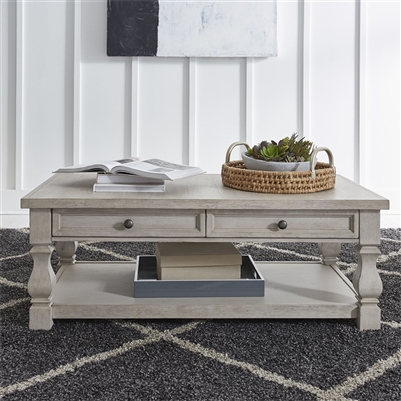 Harvest Home Cocktail Table in Cottonfield White Finish by Liberty Furniture - 979-OT1010