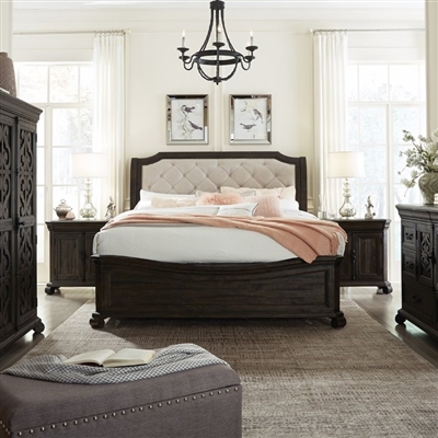 Bellamy Sleigh Bed with Upholstered Headboard/Shaped Footboard by Magnussen - MAG-B2491-53B
