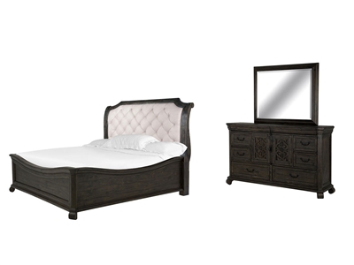 Bellamy 6 Piece Sleigh Bedroom Set with Upholstered Headboard/Shaped Footboard by Magnussen - MAG-B2491-53B-SET