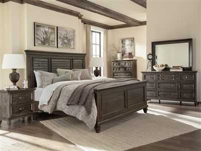 Calistoga 6 Piece Shutter Panel Bedroom Set in Weathered Charcoal Finish by Magnussen - MAG-B2590-55-SET