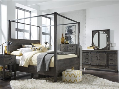 Abington 6 Piece Poster Bedroom Set in Weathered Charcoal Finish by Magnussen - MAG-B3804-56-SET