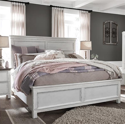 Bellevue Manor Panel Bed in Bisque Wood/Weathered Shutter White Finish by Magnussen - MAG-B4353-54