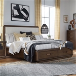 Nouvel Upholstered Panel Storage Bed in Russet/Pearl Fabric Finish by Magnussen - MAG-B5322-55A