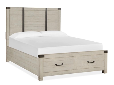Chesters Mill Panel Storage Bed in Alabaster/Aged Iron Finish by Magnussen - MAG-B5405-55