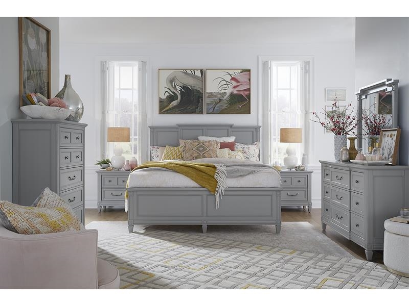 Glenbrook 6 Piece Queen Panel Bedroom Set in Pebble Finish by Magnussen ...