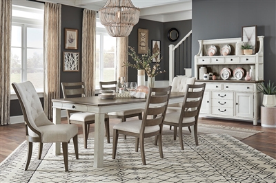 Bellevue Manor 7 Piece Dining Room Set in Bisque/White Finish by Magnussen - MAG-D4353-20-73-62