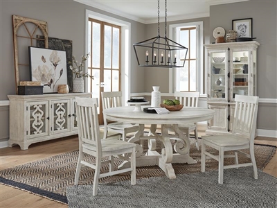 Bronwyn 5 Piece 48" Round Table Dining Room Set with Wood Seat & Slat Back Chairs by Magnussen - MAG-D4436-22-60