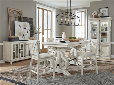 Bronwyn 5 Piece Counter Height Dining Set in Alabaster Finish by Magnussen - MAG-D4436-42-80